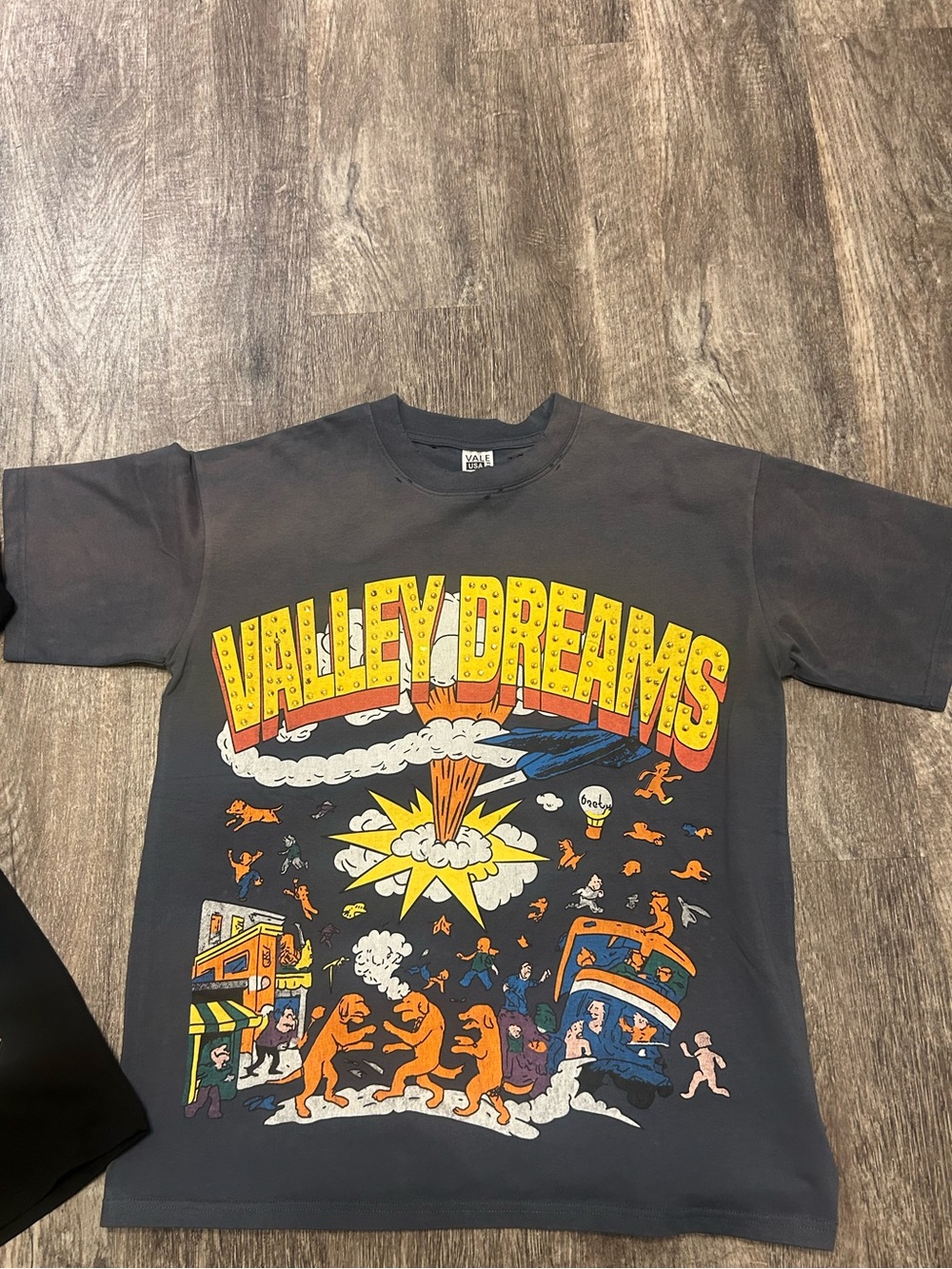 Valley Dreams Luxury Designer Graphic Short Sleeve Tee - Saks Fifth Ave Charcoal